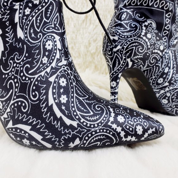 Madness Drawstring 4" Stiletto High Heel Mid Calf Boots - Picture 5 of 12